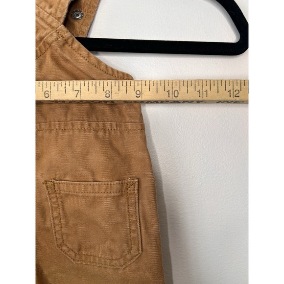 Carhartt Baby Bib Canvas Overalls Brown 100% Cotton Double Knee Snaps Size 3M - Picture 8 of 10